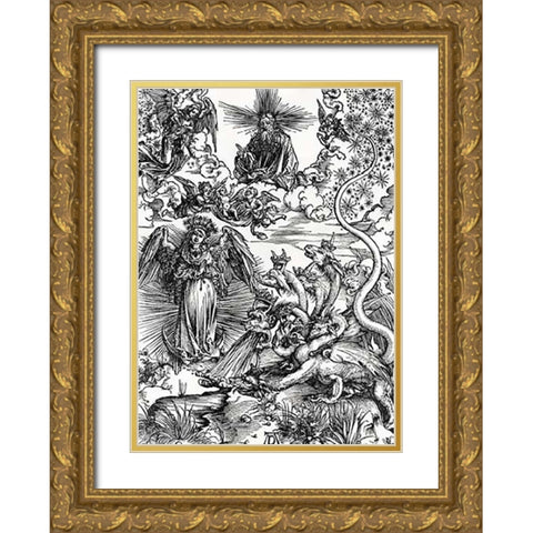 The Apocalyptic Woman Gold Ornate Wood Framed Art Print with Double Matting by Durer, Albrecht