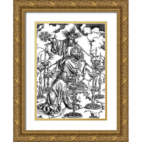 Vision of the Seven Candlesticks Gold Ornate Wood Framed Art Print with Double Matting by Durer, Albrecht
