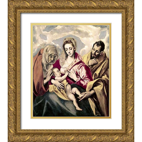 Madonna Feeding Museumist Gold Ornate Wood Framed Art Print with Double Matting by Greco, El