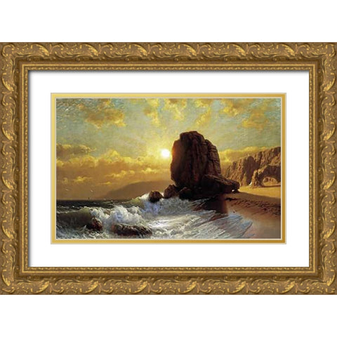 Sunlight on the Coast Gold Ornate Wood Framed Art Print with Double Matting by Fairman, James