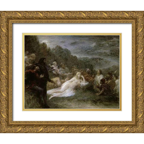Helene Gold Ornate Wood Framed Art Print with Double Matting by Latour, Henri Fantin