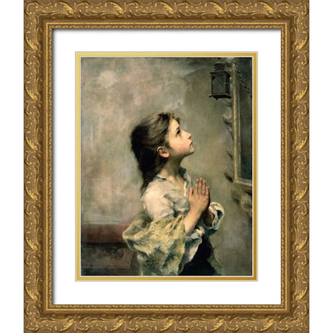 Girl Gold Ornate Wood Framed Art Print with Double Matting by Ferruzzi, Roberto