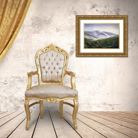 Riesengebirge Gold Ornate Wood Framed Art Print with Double Matting by Friedrich, Caspar David