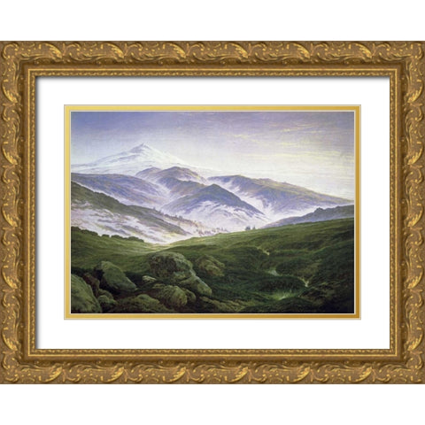 Riesengebirge Gold Ornate Wood Framed Art Print with Double Matting by Friedrich, Caspar David