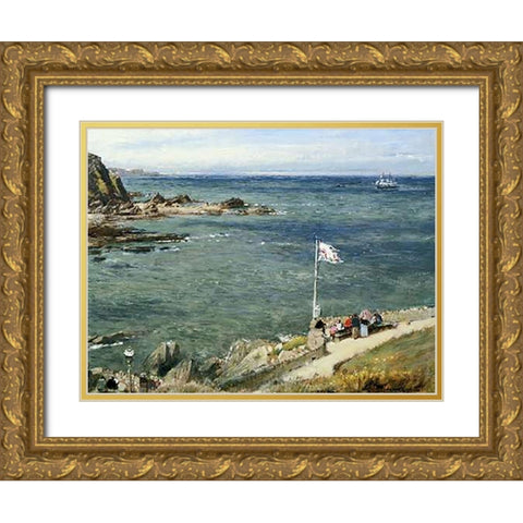The Bristol Channel from Ilfracombe Gold Ornate Wood Framed Art Print with Double Matting by Goodwin, Albert