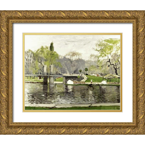 Boston Commons Gold Ornate Wood Framed Art Print with Double Matting by Goodwin, Arthur Clifton