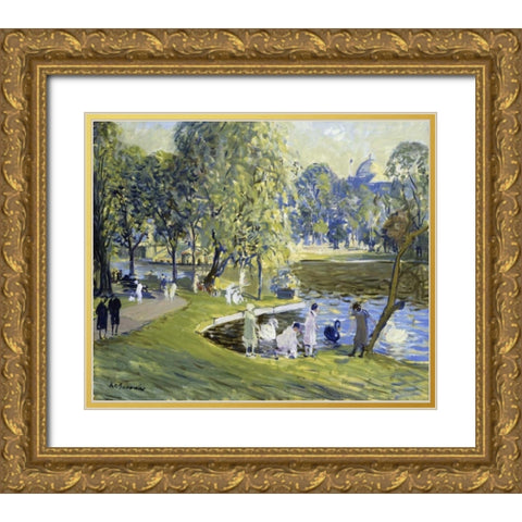 Public Garden, Boston Gold Ornate Wood Framed Art Print with Double Matting by Goodwin, Arthur Clifton