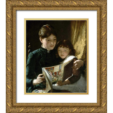 Knowledge is Power Gold Ornate Wood Framed Art Print with Double Matting by Guy, Seymour Joseph