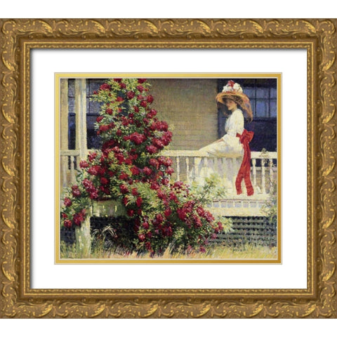 The Crimson Rambler Gold Ornate Wood Framed Art Print with Double Matting by Hale, Philip Leslie