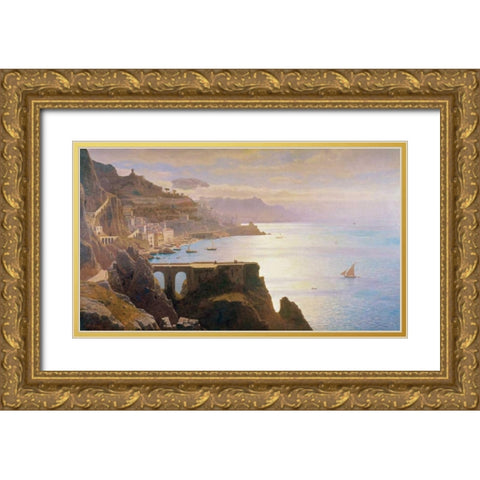 Amalfi Coast S.L.L. Gold Ornate Wood Framed Art Print with Double Matting by Haseltine, William Stanley