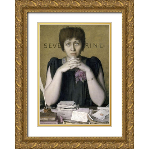 Madame Severine Gold Ornate Wood Framed Art Print with Double Matting by Hawkins, Louis Welden
