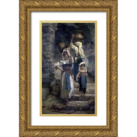 The Women of Cervaria Gold Ornate Wood Framed Art Print with Double Matting by Hebert, Antoine Auguste Ernest