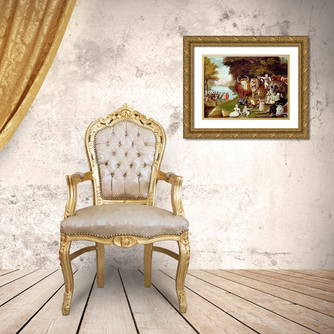 The Peaceable Kingdom (II) Gold Ornate Wood Framed Art Print with Double Matting by Hicks, Edward