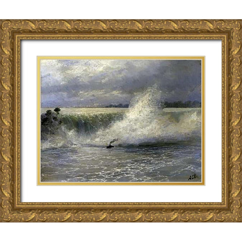 Niagara Falls Gold Ornate Wood Framed Art Print with Double Matting by Ivazovsky, Ivan Konstantinovic