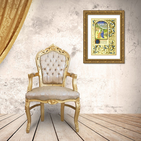 The Visitation : Book of Hours - Detail Gold Ornate Wood Framed Art Print with Double Matting by Marmion, Simon