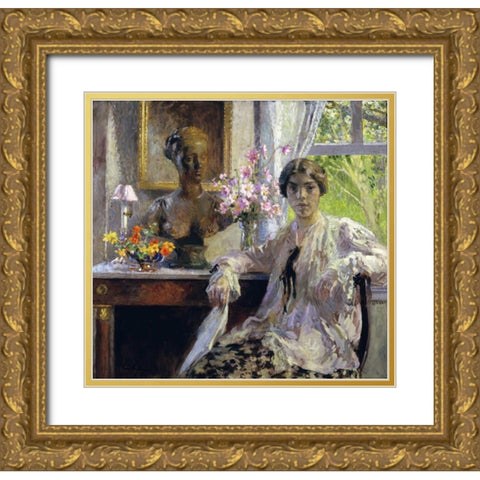 Nellie Kabel Gold Ornate Wood Framed Art Print with Double Matting by Melchers, Gari