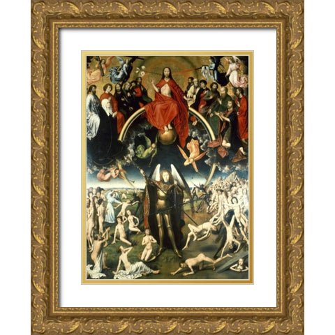 The Last Judgement Gold Ornate Wood Framed Art Print with Double Matting by Memling, Hans