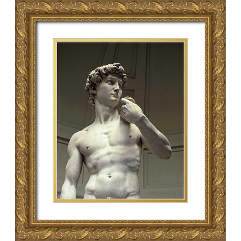 David - Detail II Gold Ornate Wood Framed Art Print with Double Matting by Michelangelo