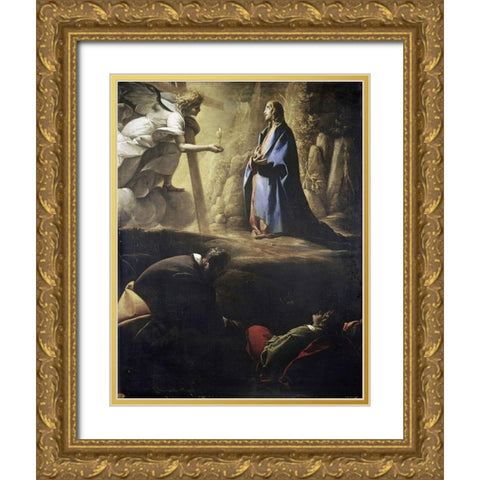 The Agony in the Garden Gold Ornate Wood Framed Art Print with Double Matting by Morazzone,