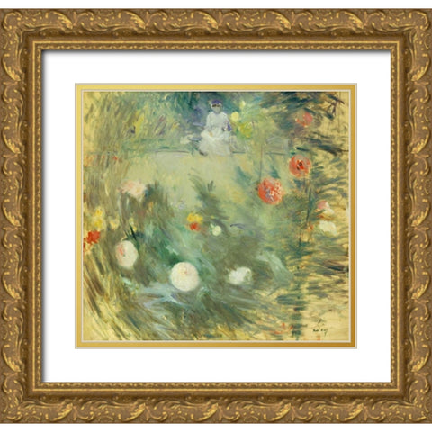 Nourrice Au Fond DUn Jardin Gold Ornate Wood Framed Art Print with Double Matting by Morisot, Berthe
