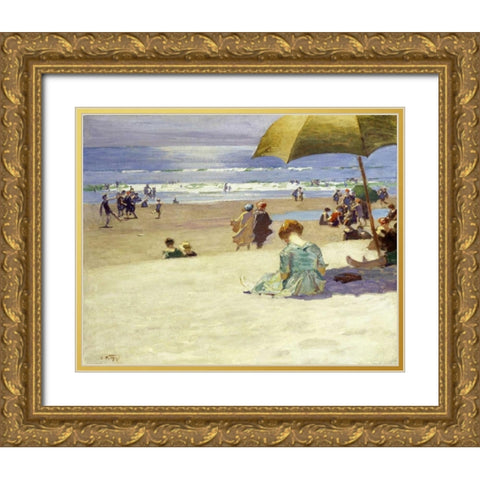 Hourtide Gold Ornate Wood Framed Art Print with Double Matting by Potthast, Edward Henry