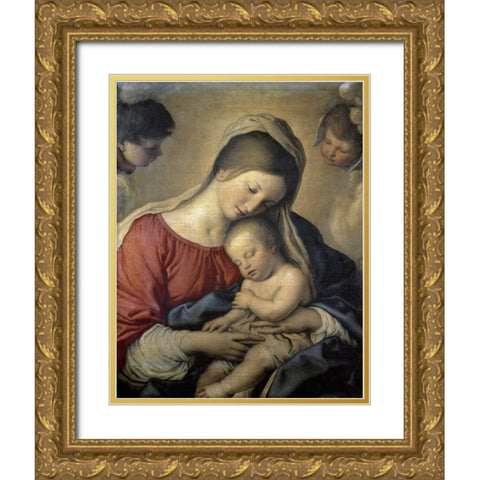A Christian Allegory Gold Ornate Wood Framed Art Print with Double Matting by Provost, Jan