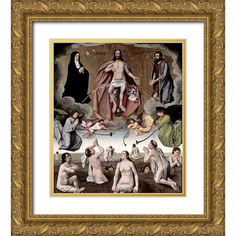The Last Judgement Gold Ornate Wood Framed Art Print with Double Matting by Provost, Jan
