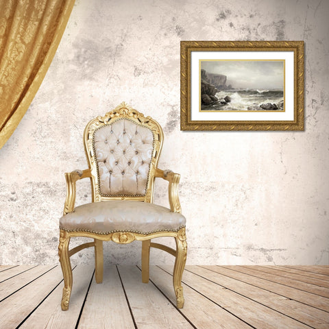 Crashing Surf Gold Ornate Wood Framed Art Print with Double Matting by Richards, William Trost