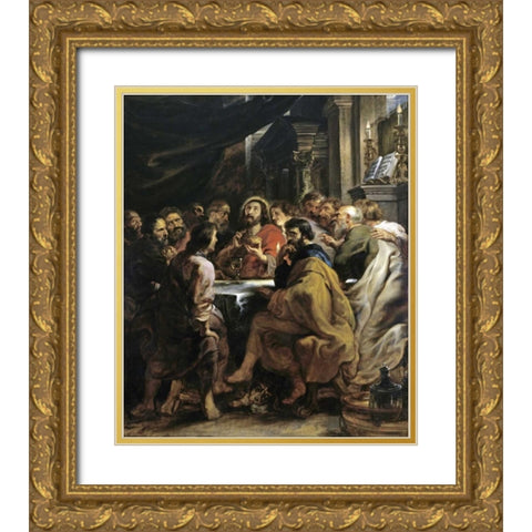 The Last Supper Gold Ornate Wood Framed Art Print with Double Matting by Rubens, Peter Paul