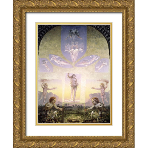 Morning Gold Ornate Wood Framed Art Print with Double Matting by Runge, Philipp Otto