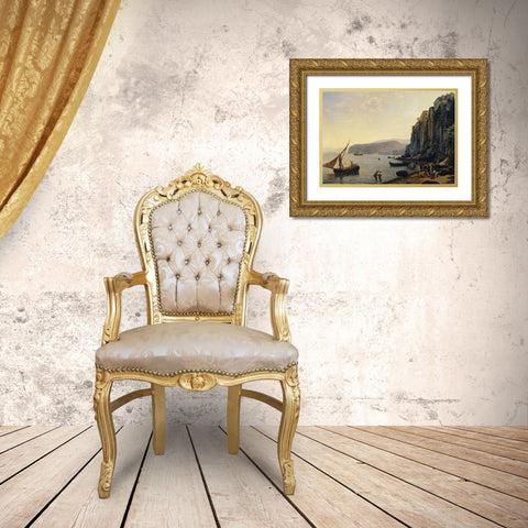 View of Sorrento, Near Naples Gold Ornate Wood Framed Art Print with Double Matting by Shchedrin, Silvestr Feodosevich