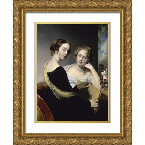 Portrait of the McEven Sisters Gold Ornate Wood Framed Art Print with Double Matting by Sully, Thomas