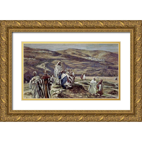 Christ Sending Out the Seventy Disciples Two by Two Gold Ornate Wood Framed Art Print with Double Matting by Tissot, James Jacques