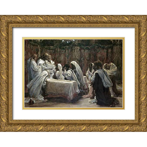 Communion of the AVintagetles Gold Ornate Wood Framed Art Print with Double Matting by Tissot, James