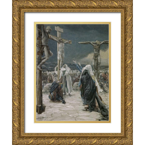Death of Jesus Gold Ornate Wood Framed Art Print with Double Matting by Tissot, James Jacques