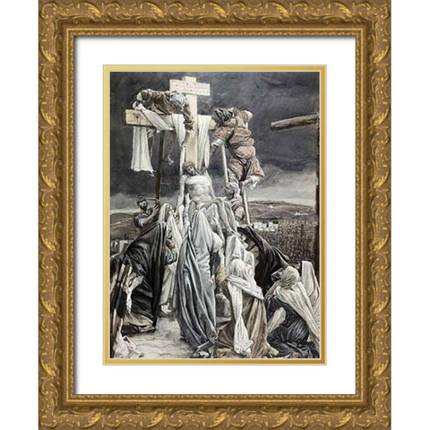 Descent from the Cross Gold Ornate Wood Framed Art Print with Double Matting by Tissot, James