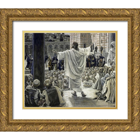 Jerusalem, Jerusalem! Gold Ornate Wood Framed Art Print with Double Matting by Tissot, James Jacques