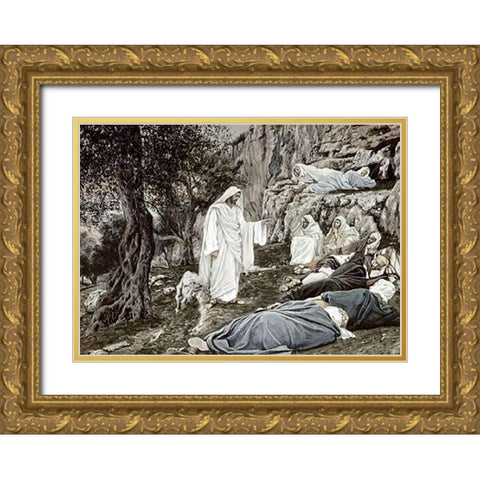 Jesus Commands his Disciples to Rest Gold Ornate Wood Framed Art Print with Double Matting by Tissot, James