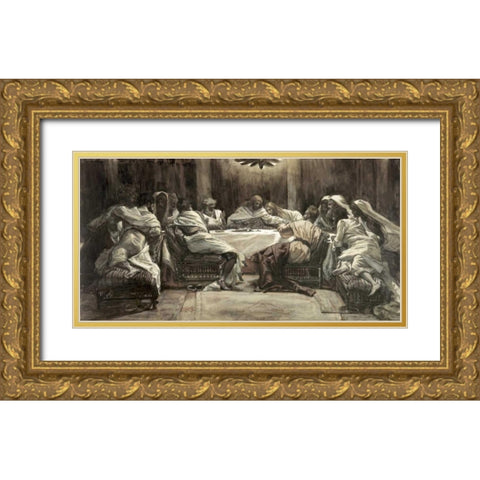 The Lords Supper Gold Ornate Wood Framed Art Print with Double Matting by Tissot, James Jacques