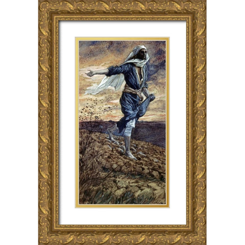 The Parable of the Sower Gold Ornate Wood Framed Art Print with Double Matting by Tissot, James Jacques