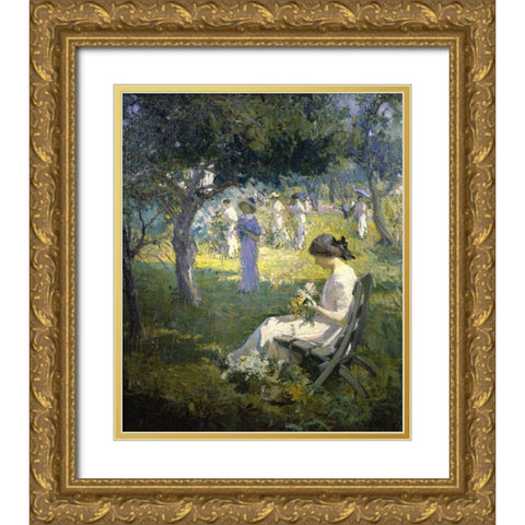 Garden Party Gold Ornate Wood Framed Art Print with Double Matting by Titcomb, Mary Bradish