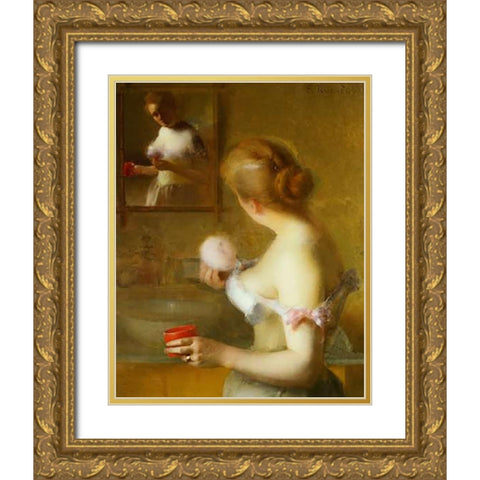 La Toilette Gold Ornate Wood Framed Art Print with Double Matting by Tournes, Etienne
