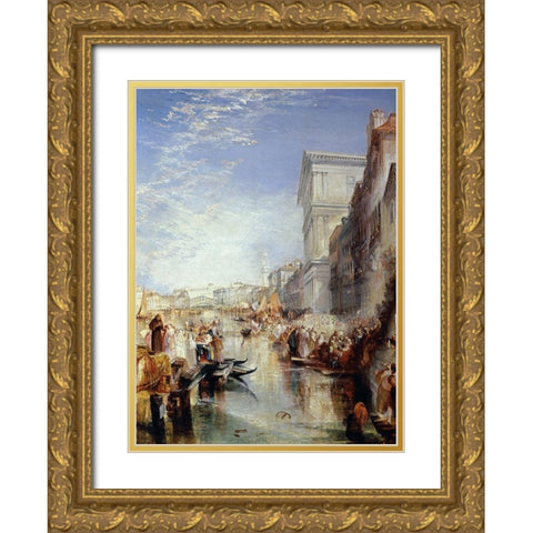 Grand Canal, Venice: Shylock Gold Ornate Wood Framed Art Print with Double Matting by Turner, Joseph M.W.