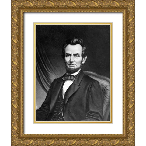 Abraham Lincoln Gold Ornate Wood Framed Art Print with Double Matting by Unknown