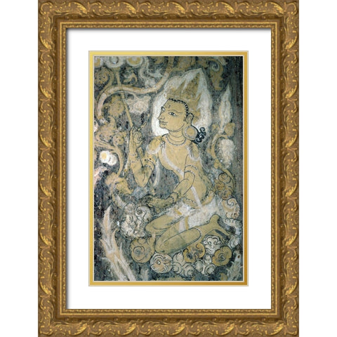 Pagan Fresco, Burma Gold Ornate Wood Framed Art Print with Double Matting by Unknown