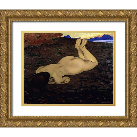 The Spring Gold Ornate Wood Framed Art Print with Double Matting by Vallotton, Felix