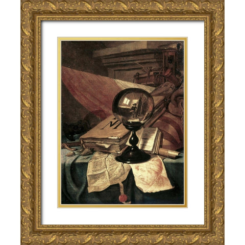 Vanitas Gold Ornate Wood Framed Art Print with Double Matting by Van der Vinne, Vincent Laurensz