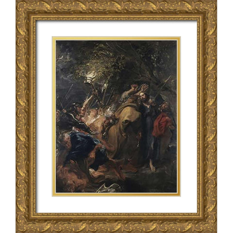 The Betrayal of Museumist Gold Ornate Wood Framed Art Print with Double Matting by Van Dyck, Anthony