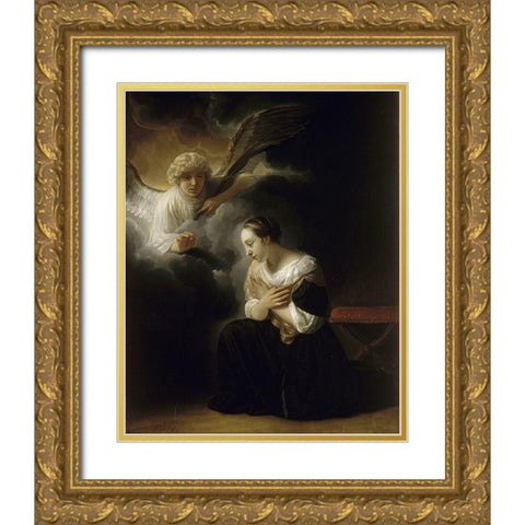 The Virgin of the Immaculate Conception Gold Ornate Wood Framed Art Print with Double Matting by Van Hoogstraten, Samuel
