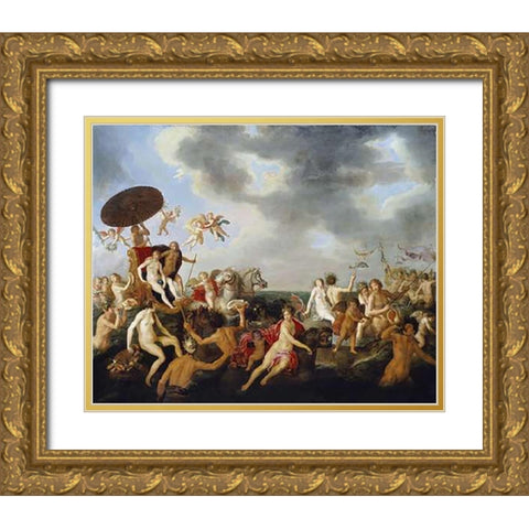 Triumph of Galatea Gold Ornate Wood Framed Art Print with Double Matting by Van Nieulandt, Adriaen I